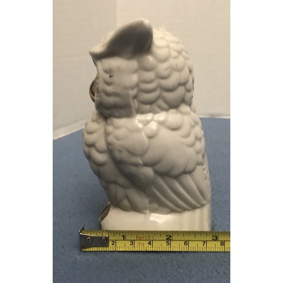 Vintage Hand Painted White Owl with Gold Accents Bank - Made in Japan - Picture 9 of 9